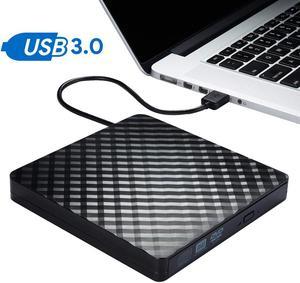 LUOM USB 3.0 External CD DVD Drive, CD/DVD-RW Drive, CD-RW Rewriter Burner Super Drive for High Speed Data Transfer Laptop Notebook PC Desktop Support Windows/Vista/7/8, Mac   - Black