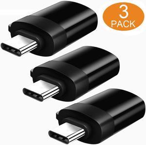 LUOM  Type C to USB 3.0 Adapter 3Pack, Type C to USB Female OTG Converter for C Port MacBook Pro/Air, Dell XPS, Samsung Galaxy Note 8/Note 9/S8/S9/S10, LG G5/G6, Nexus 5X, MacBook 2018 2017 2016,Black