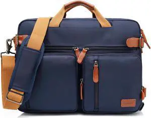 LUOM Convertible Laptop Backpack Nylon Messenger Bag Shoulder Briefcase Multifunctional Travel Rucksack Hiking Knapsack College Notebook Bag Fits 17.3 Inch Laptops for Men/Women, Blue