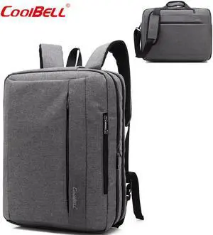 CoolBELL 15.6 Inches Convertible Laptop Messenger Bag Oxford Cloth Shoulder Bag Backpack Multi-Functional Briefcase for Laptop/MacBook / Tablet Women (Gray) CoolBELL 15.6 Inches Convertible Laptop Messenger Bag Oxford Cloth Shoulder Bag Backpack Multi-Functional Briefcase for Laptop/MacBook / Tablet Women (Gray)