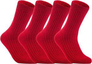Men's 4 Pairs High Performance Wool Socks | Breathable & Lightweight Crew Socks as Hiking Socks & Running Socks FS03 Medium  (Red)