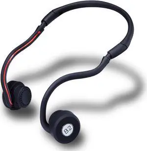 Lian LifeStyle Premium Bone Conduction Headphones Lightweight & Waterproof w/ Mic & Bluetooth Wireless Over Ear Headset Suitable for Sports LLS-YKLB2 (Black Red)