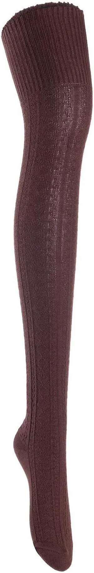Lian LifeStyle Women's 1 Pair Adorable, Super Comfortable, Fashionable Thigh High Cotton Socks for everyday relaxed feet LW1025 Size 6-9(Coffee)