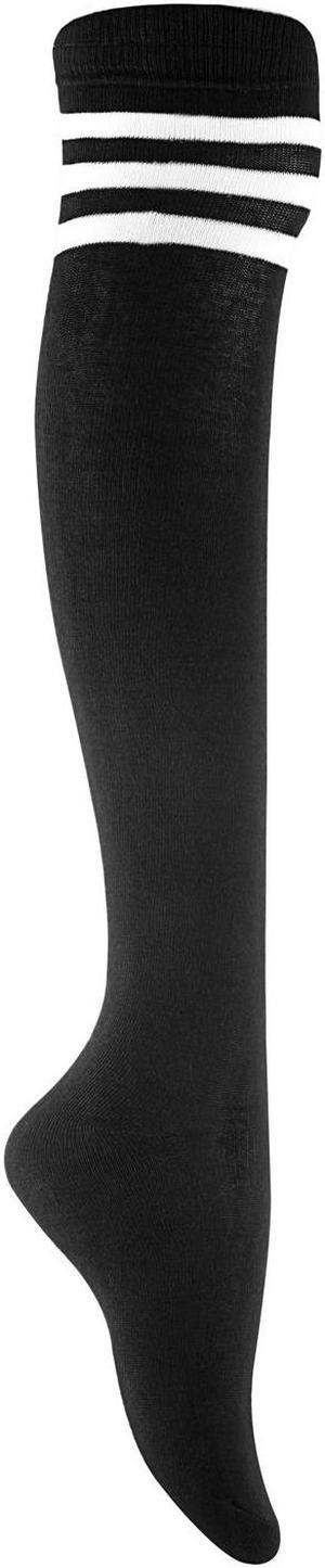 Lian LifeStyle Women's 4 Pairs Adorable, Super Comfortable and Ultra-Soft Thigh High Natural Socks RX Size 6-9 (White,Red,Purple,BlackStrip)