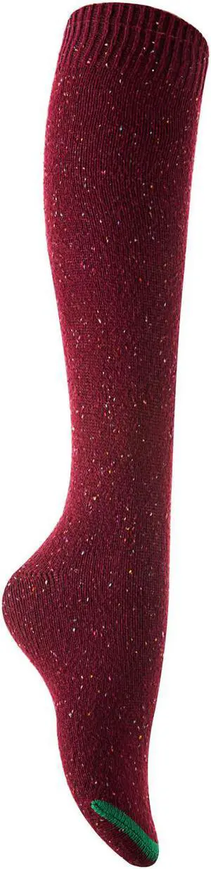 Lian LifeStyle Women's 1 Pair Awesome, Breathable, Fancy and Cozy Knee High Cotton Boot Socks LW158212 Size 6-9 (Wine)