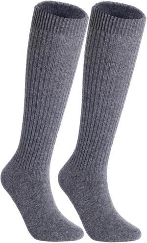 Lian LifeStyle Women's 2 Pairs Exceptional, Non-Slip, Cozy and Cool Knee High Wool Socks FS05 Size 6-9 (Grey)1pc7