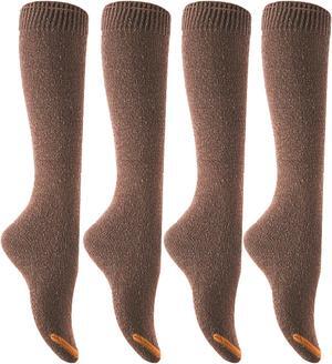 Lian LifeStyle Women's 4 Pairs  Awesome, Breathable, Fancy and Cozy Knee High Cotton Boot Socks LW158212 Size 6-9 (Coffee)