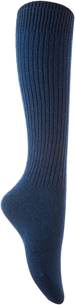 Lian LifeStyle Non Slip, Exceptional, Cozy and Cool Big Girl's Women's 2 Pairs Knee High Wool Crew Socks JH05 Size 6-9 (Navy)