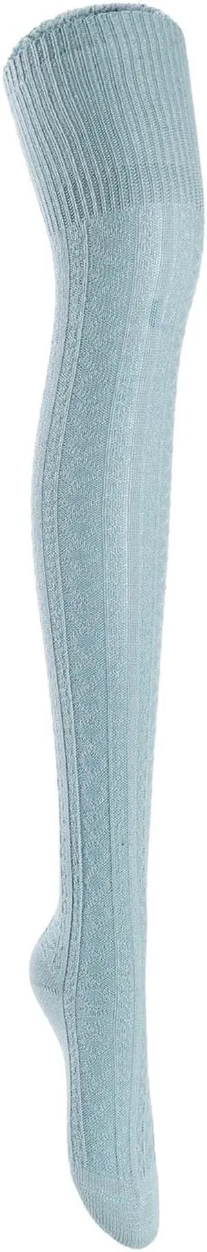Lian LifeStyle Women's 1 Pair Adorable, Super Comfortable And Fashionable Thigh High Cotton Socks for everyday relaxed feet LW1025 6-9 (Sky Blue)