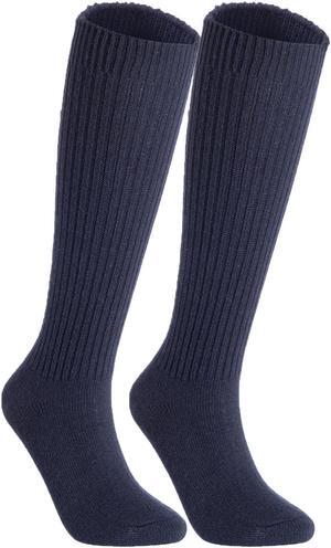 Lian LifeStyle Women's 2 Pairs Exceptional, Non-Slip, Cozy and Cool Knee High Wool Socks FS05 Size 6-9 (Navy)1pc1