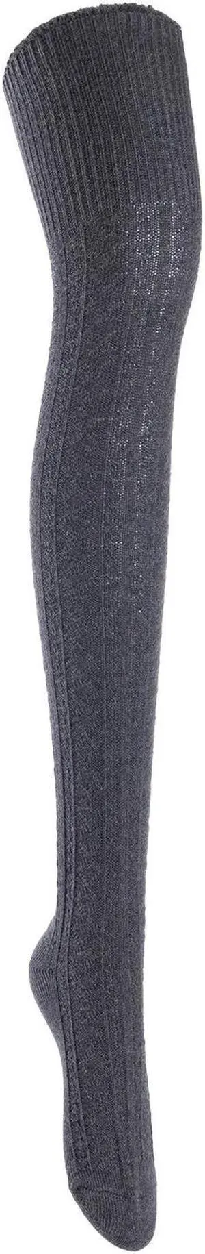 Lian LifeStyle Women's 1 Pair Adorable, Super Comfortable, Fashionable Thigh High Cotton Socks for everyday relaxed feet LW1025 Size 6-9(Dark Grey)