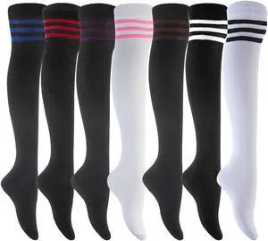 Lian LifeStyle Women's 4 Pairs Adorable, Fashionable and Ultra-Soft Thigh High Cotton Socks for everyday relaxed feet LWRX Size 6-9  (Random)