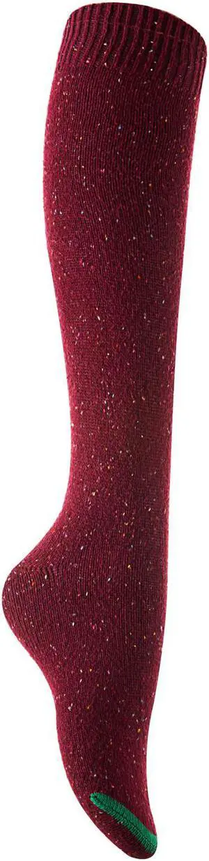 Lian LifeStyle Women's 1 Pair Awesome, Breathable, Fancy and Cozy Knee High Cotton Boot Socks HR158212 Size 6-9 (Wine)