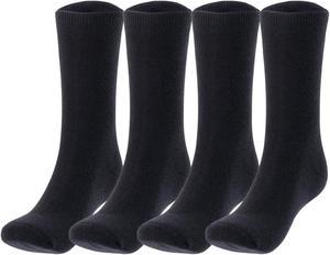 Lian LifeStyle Men's 4 Pairs Breathable Ultralight Wool Blend Crew Socks for All Season. High Performance & Extra Comfortable L-1802-M Black