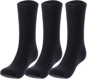 Lian LifeStyle Men's 3 Pairs Breathable Ultralight Wool Blend Crew Socks for All Season. High Performance & Extra Comfortable L-1802-M Black
