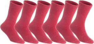 Lian LifeStyle Fantastic Children's 6 Pairs Wool Crew Socks Super Comfortable, Soft, and Durable LK0601 Size 6M-12M (Red)
