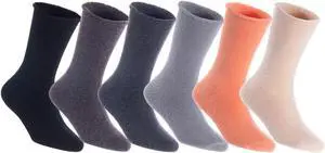 Lian LifeStyle Fantastic Children's 6 Pairs Wool Crew Socks Super Comfortable and Durable LK0601 Size 3Y-5Y (Black,Coffee,Dark Grey,Grey,Orange,Beige)