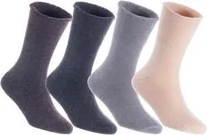 Lian LifeStyle Fantastic Children's 3 Pairs Wool Crew Socks Super Comfortable, Soft, and Durable LK0601 Size 6M-12M (Coffee,Dark Grey,Grey,Beige)