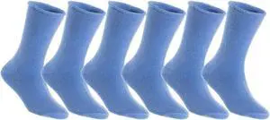 Lian LifeStyle Fantastic Children's 6 Pairs Wool Crew Socks Super Comfortable, Soft, and Durable LK0601 Size 0M-6M (Blue)