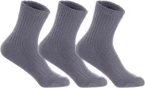 Lian LifeStyle Perfect Fit, Cozy, and Comfortable Women's 3 Pairs Wool Crew Socks For Healthy Feet LK08 Size 6-9 (Dark Grey)