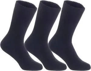 Lian LifeStyle Fantastic Children's 3 Pairs Wool Crew Socks Super Comfortable, Soft, and Durable LK0601 Size 9Y-11Y (Black)