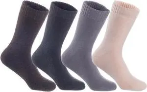 Lian LifeStyle Fantastic Children's 3 Pairs Wool Crew Socks Super Comfortable, Soft, and Durable LK0601 Size 9Y-11Y (Coffee,Dark Grey,Grey,Beige)
