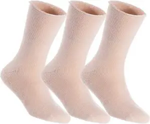 Lian LifeStyle Fantastic Children's 3 Pairs Wool Crew Socks Super Comfortable, Soft, and Durable LK0601 Size 6M-12M (Beige)