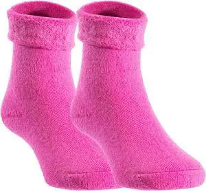 Lian LifeStyle Children 2 Pairs  Wool Crew Socks. Super Comfortable, Soft and Durable HRL1801 Size 0M-6M (Rose) 2p-1