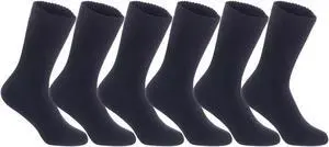 Lian LifeStyle Fantastic Children's 6 Pairs Wool Crew Socks Super Comfortable, Soft, and Durable LK0601 Size 9Y-11Y (Black)
