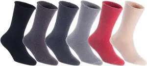 Lian LifeStyle Fantastic Children's 6 Pairs Wool Crew Socks Super Comfortable, Soft, and Durable LK0601 Size 6M-12M (Black,Coffee,Dark Grey,Grey,Red,Beige)