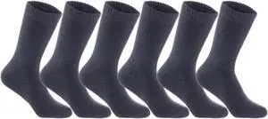 Lian LifeStyle Fantastic Children's 6 Pairs Wool Crew Socks Super Comfortable, Soft, and Durable LK0601 Size 9Y-11Y (Dark Grey)
