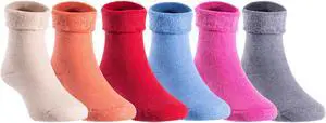 Lian LifeStyle 6 Pairs Children  Wool Crew Boot Socks. Super Comfortable, Soft and Durable HRL1801 Size 0M-6M (Blue, Gray, Beige, Rose, Orange, Red)