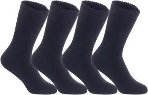 Lian LifeStyle Fantastic Children's 4 Pairs Wool Crew Socks Super Comfortable, Soft, and Durable LK0601 Size 9Y-11Y (Black)