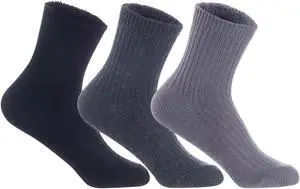 Lian LifeStyle Perfect Fit, Cozy, and Comfortable Women's 3 Pairs Wool Crew Socks For Healthy Feet LK08 Size 6-9 (Black,Dark Grey,Grey)