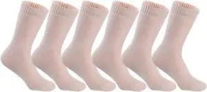 Lian LifeStyle Fantastic Children's 6 Pairs Wool Crew Socks Super Comfortable, Soft, and Durable LK0601 Size 9Y-11Y (Beige)