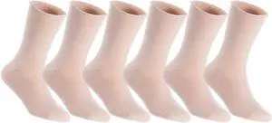 Lian LifeStyle Fantastic Children's 6 Pairs Wool Crew Socks Super Comfortable, Soft, and Durable LK0601 Size 6M-12M (Beige)