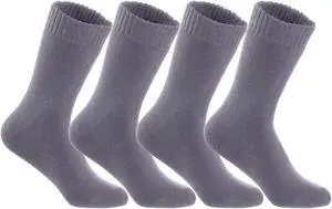 Lian LifeStyle Fantastic Children's 4 Pairs Wool Crew Socks Super Comfortable, Soft, and Durable LK0601 Size 9Y-11Y (Grey)
