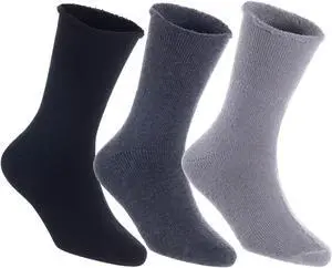 Lian LifeStyle Fantastic Children's 3 Pairs Wool Crew Socks Super Comfortable, Soft, and Durable LK0601 Size 12M-24M (Black,Dark Grey,Grey)