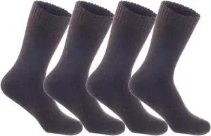 Lian LifeStyle Women's 4 Pairs Perfect Fit Wool Crew Socks. Cute and Comfortable with Wide Range of Colors and Styles LK0602 Size 6-9 (Coffee)