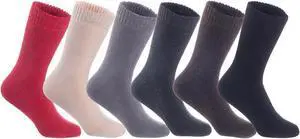 Lian LifeStyle Fantastic Children's 6 Pairs Wool Crew Socks Super Comfortable and Durable LK0601 Size 3Y-5Y (Black,Coffee,Dark Grey,Grey,Red,Beige)