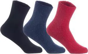 Lian LifeStyle Perfect Fit, Cozy, and Comfortable Women's 3 Pairs Wool Crew Socks For Healthy Feet LK08 Size 6-9 (Assorted)