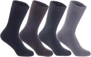 Lian LifeStyle Fantastic Children's 3 Pairs Wool Crew Socks Super Comfortable, Soft, and Durable LK0601 Size 9Y-11Y (Black,Coffee,Dark Grey,Grey)
