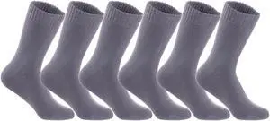 Lian LifeStyle Women's 6 Pairs Perfect Fit Wool Crew Socks. Cute and Comfortable with Wide Range of Colors and Styles LK0602 Size 6-9 (Grey)