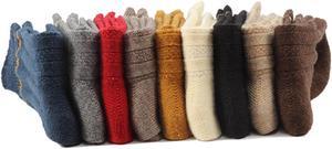Lian LifeStyle Big Girl's Women's 5 Pairs Gorgeous Wool Blend Socks, Comfortable & Cozy | Durable & Breathable Crew Socks L1853 Size 6-9 5P5C-2