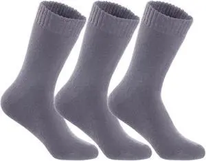 Lian LifeStyle Fantastic Children's 3 Pairs Wool Crew Socks Super Comfortable, Soft, and Durable LK0601 Size 9Y-11Y (Grey)