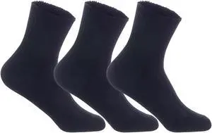Lian LifeStyle Perfect Fit, Cozy, and Comfortable Women's 3 Pairs Wool Crew Socks For Healthy Feet LK08 Size 6-9 (Black)