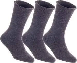 Lian LifeStyle Fantastic Children's 3 Pairs Wool Crew Socks Super Comfortable, Soft, and Durable LK0601 Size 12M-24M (Coffee)