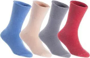 Lian LifeStyle Fantastic Children's 3 Pairs Wool Crew Socks Super Comfortable, Soft, and Durable LK0601 Size 12M-24M (Blue,Beige,Grey,Red)