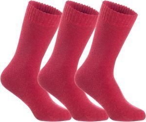 Lian LifeStyle Men's 3 Pairs Ultralight Breathable Wool Crew Socks. High Performance and Extra Comfortable LK0602 Size 6-9 (Red)