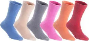 Lian LifeStyle Fantastic Children's 6 Pairs Wool Crew Socks Super Comfortable and Durable LK0601 Size 6Y-8Y (Blue,Beige,Grey,Rose,Orange,Red)